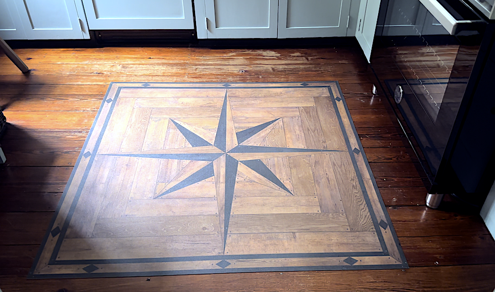 Spicher floorcloth in kitchen at Colonial Williamsburg